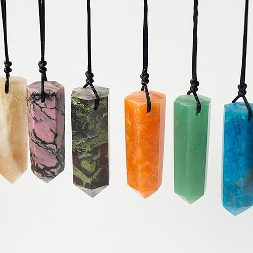 Miniatura 5 de Runyangshi Colgantes de cristal curativo, collar de cuarzo de cristal natural de un solo punto, 6 facetas de chakras, piedra de reiki, energía