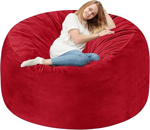 Miniatura 86 de Homguava Sillón tipo puf de 4 pies: Pufs de 4' con espuma viscoelástica rellena, grandes sillones tipo puf, sofá suave con funda de terciopelo Negro