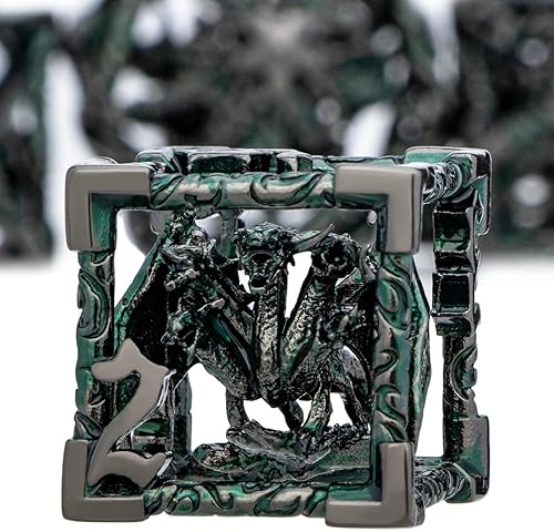 ARUOHHA Juego de dados huecos DND de 5 cabezas de dragón D y D con caja de regalo, juegos de rol de Calabozos y Dragones, 7 piezas de dados