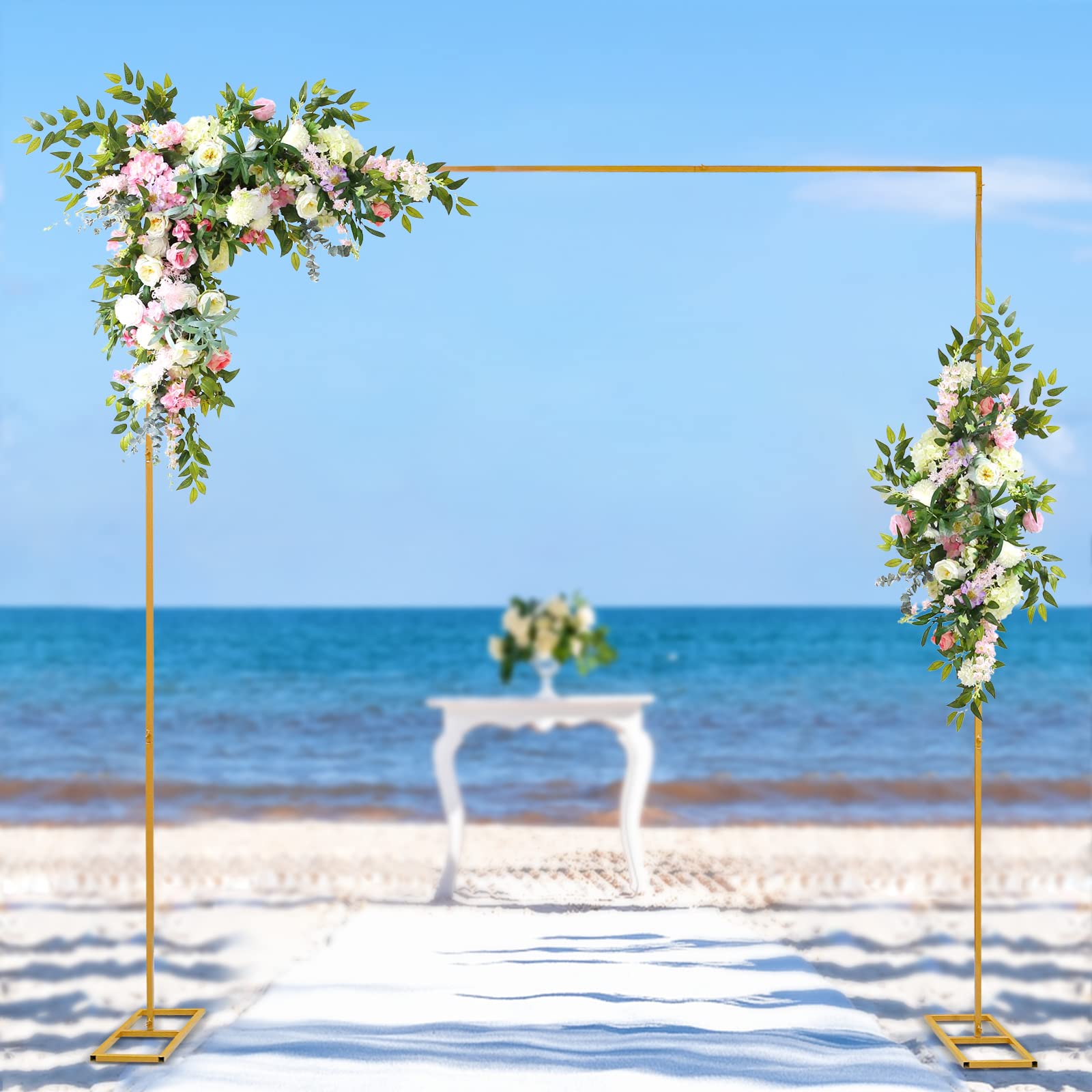 Arche De Mariage Carrée En Métal Doré 3x3 M - Support Décoratif Pour Ballons/fleurs, Base Stable, Démontable - 5