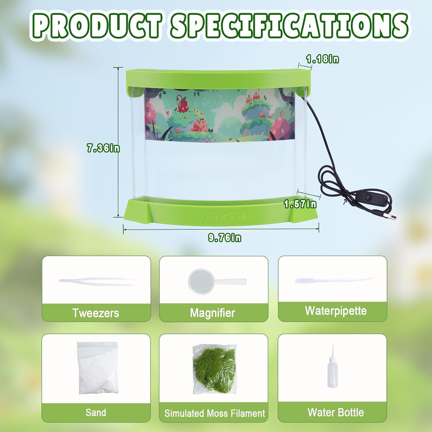 Illuminated Ant Farm Habitat with Magnifier - Educational Ecosystem for Ant Colony Observation, Home & Classroom Science Study (Live Ants Not Included)