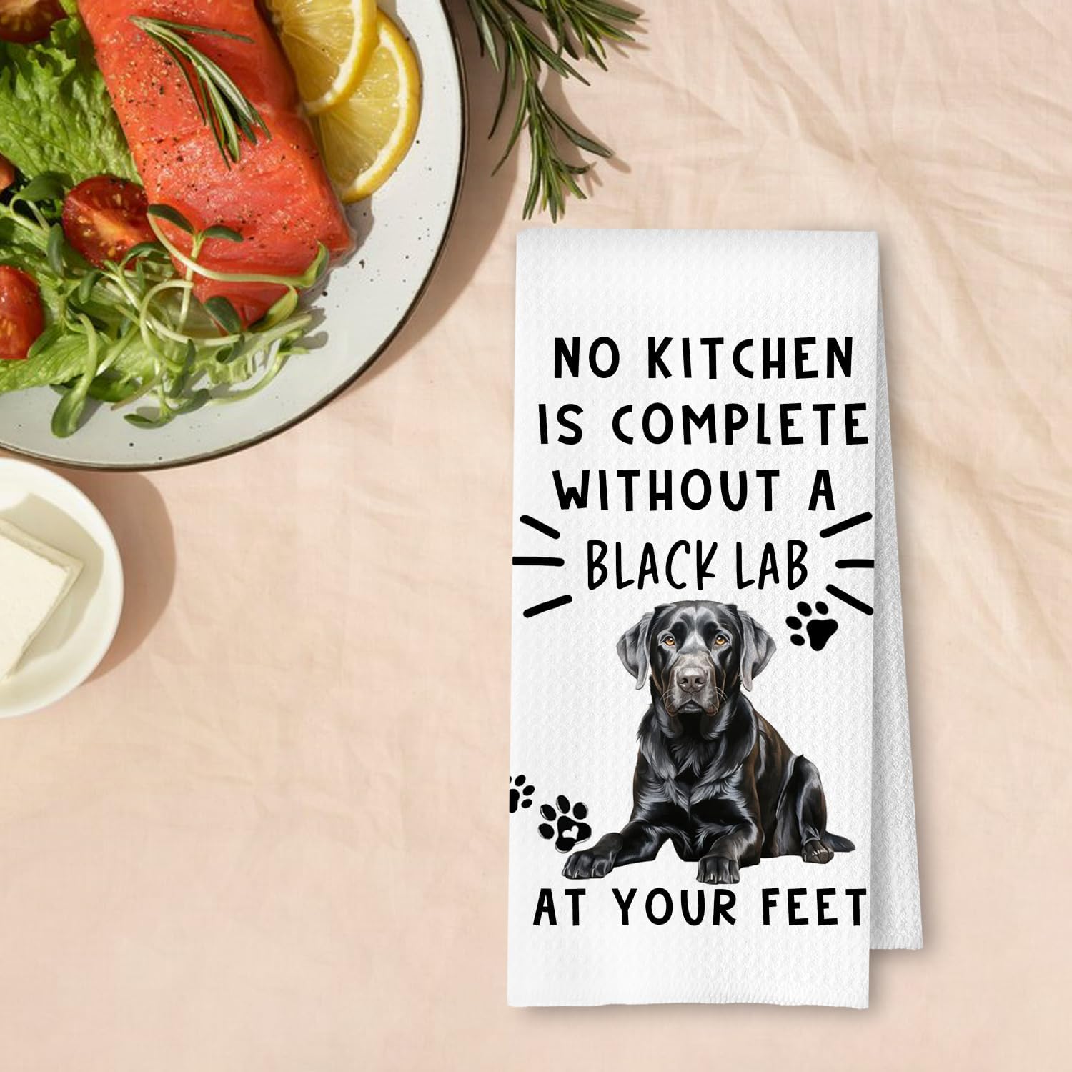Black Lab Funny Dog Kitchen Towels - A Kitchen is Not Complete Without A Lab Dish Towel Weave Dish Towels for Bathroom,Dog Lovers Gift,16×24 Inch - Image 4