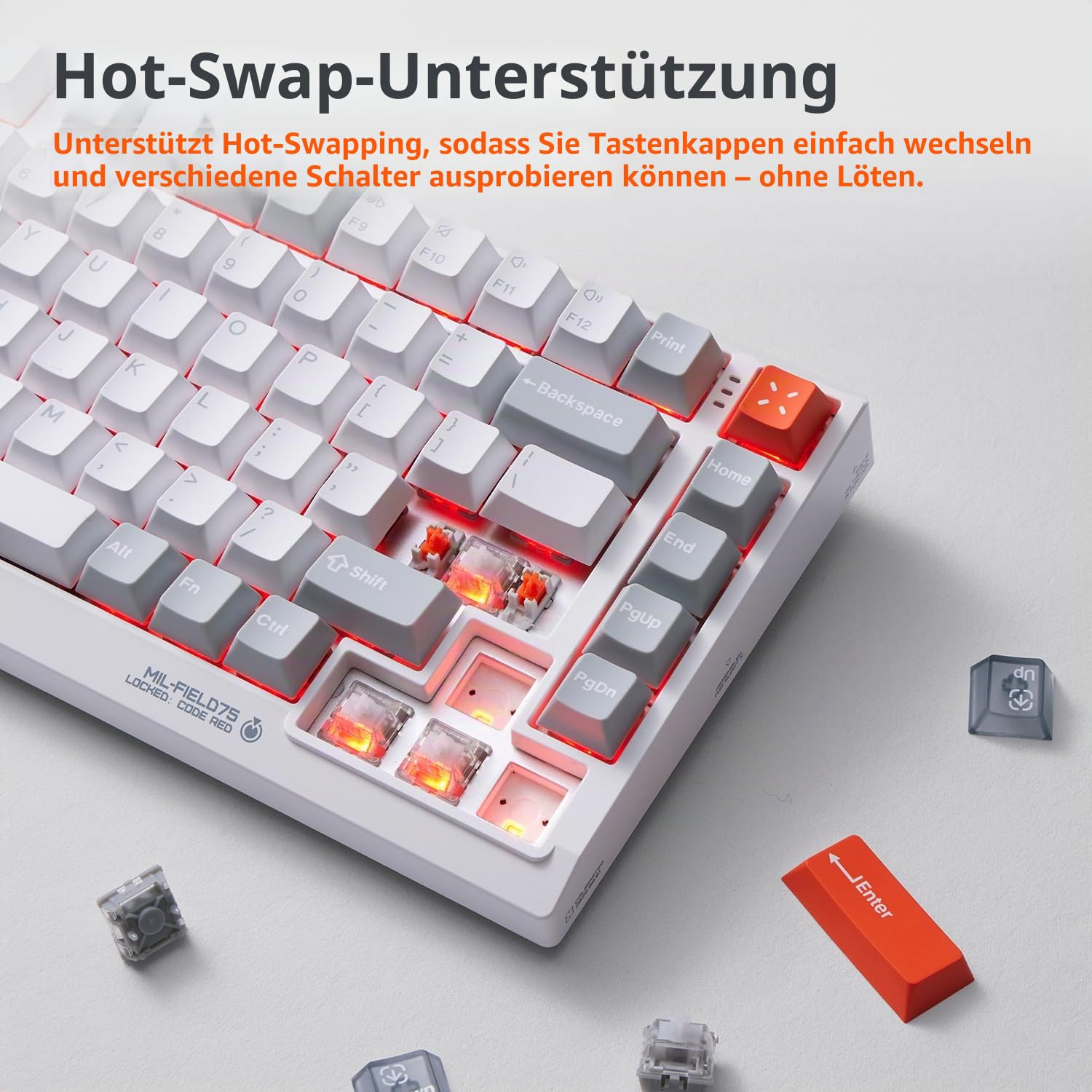 nuphy Field75 HE V2 Magnetische Tastatur,75% Layout,kabelgebundene Gaming-Tastatur,Drehregler für Lautstärke,Hall Effect Keyboard, Einstellbarer Auslösepunkt,8000Hz,Rapid Trigger,（Magnetic Silver）