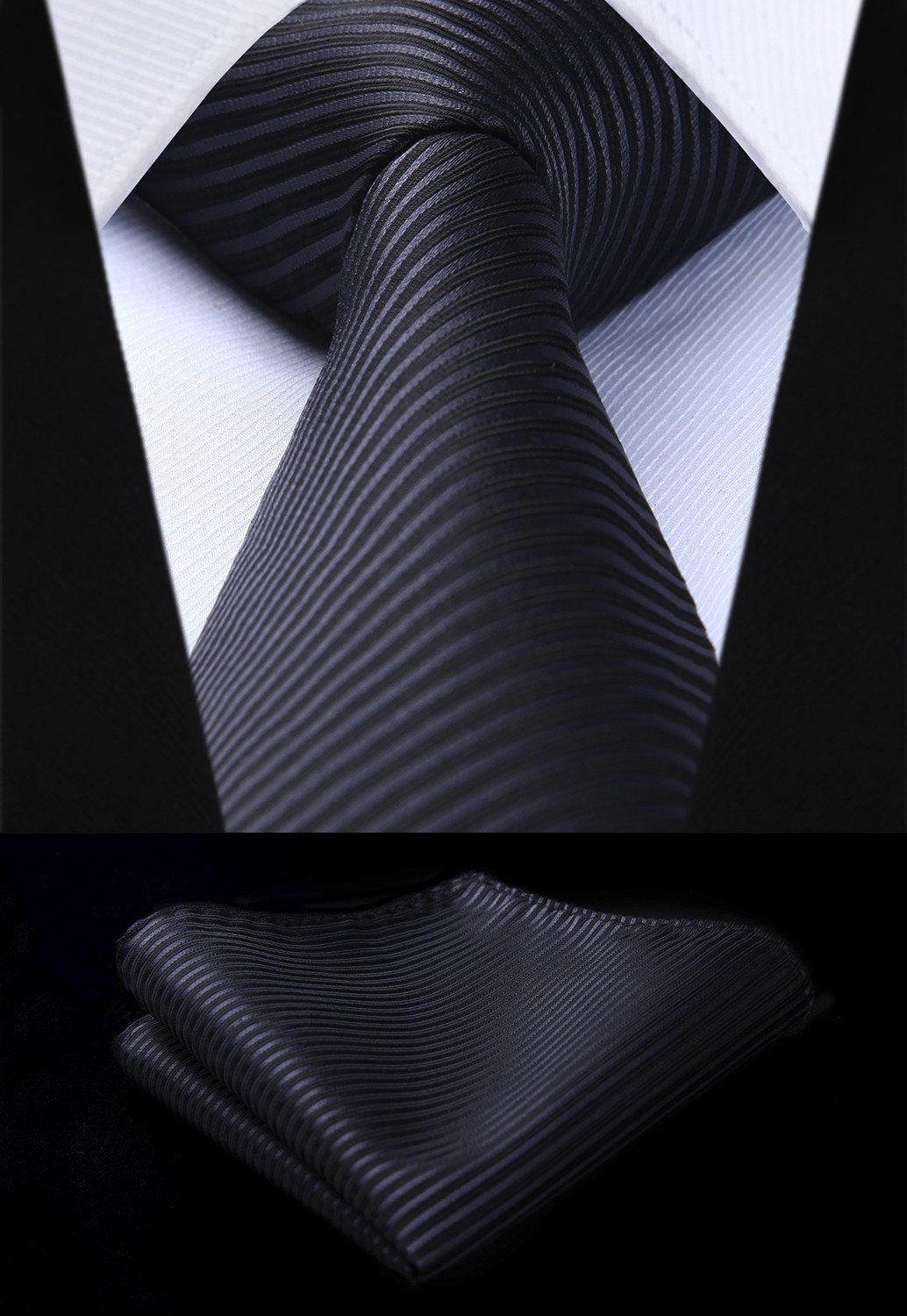 HISDERN Cravate Homme 5 Pièces Mariage Fete Ensemble Cravates et Mouchoirs pour Hommes en Soie Classique Formelle Cravate Carré de Poche