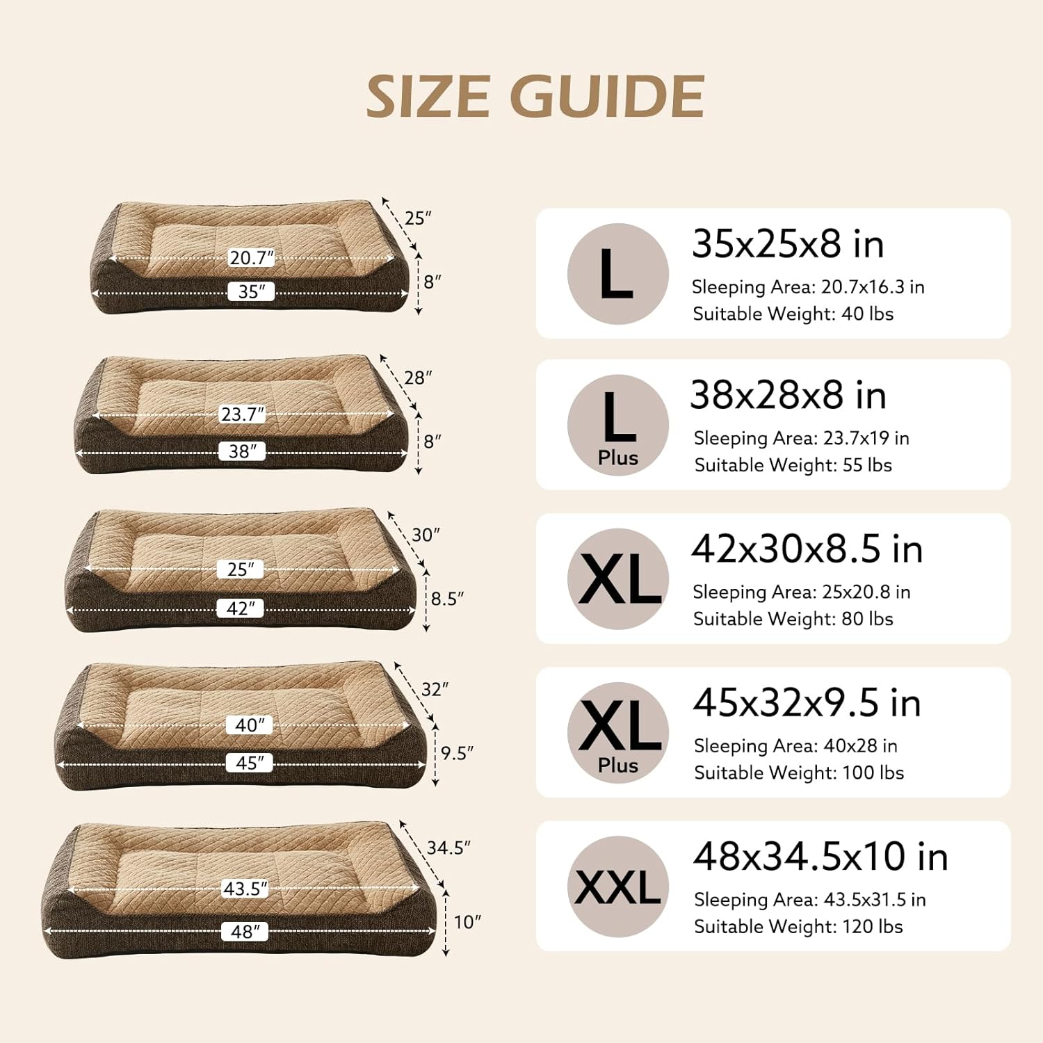 JOEJOY Orthopedic Dog Bed Medium Sized Dogs, Extra Thick Supportive Big Dog Couch Bed with Sides, Ultra Soft Pet Bed Sofa, Brown, 35''x25''