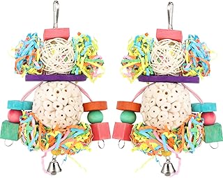 BBjinronjy Bird Toys,2PCS Hanging Natural Soft Sola Ball Beak Chew Shred Forage Toys for Parrots,Cockatiel,Conure,Love Birds,Parakeets,Budgie and Other Small Birds