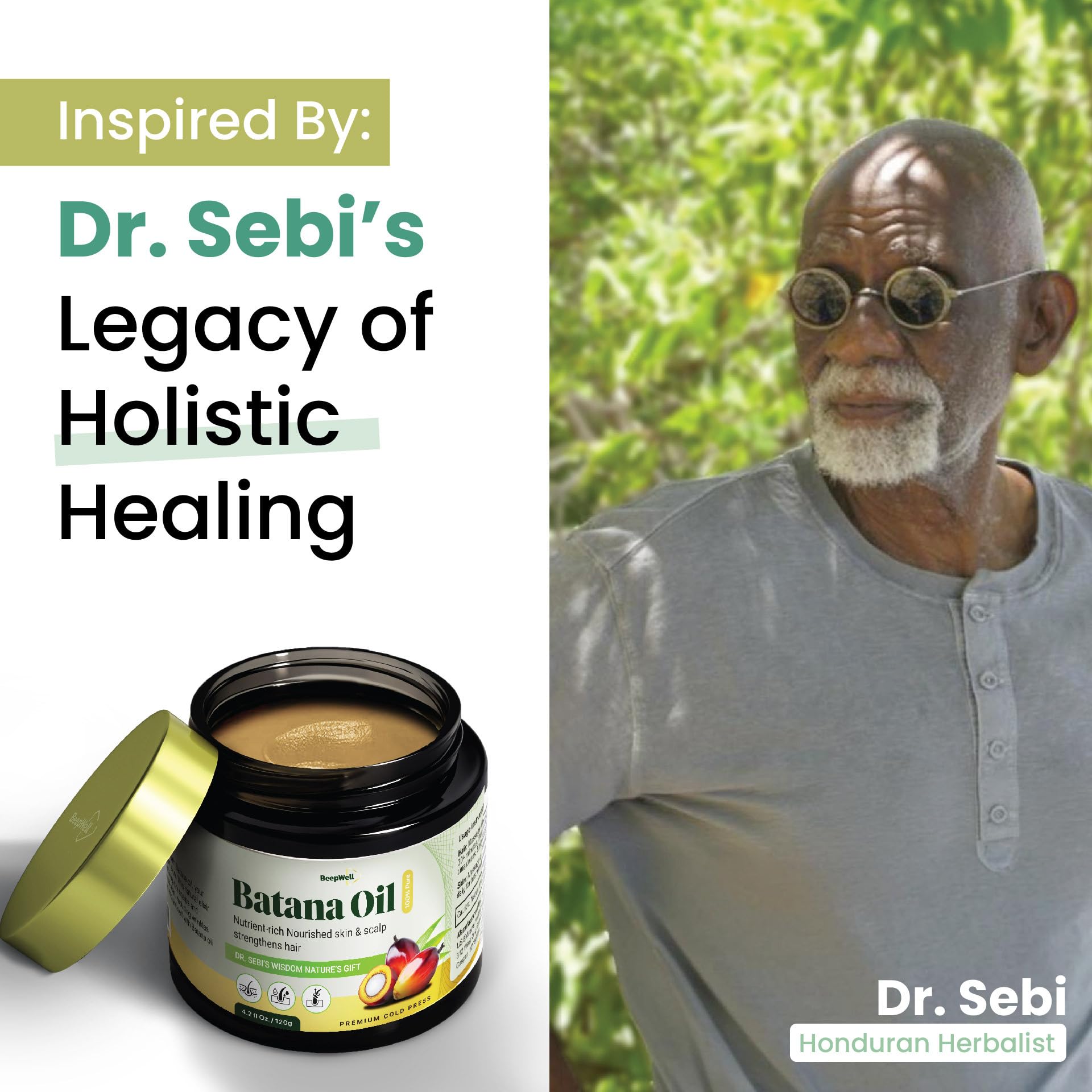 BeepWell Batana Oil for Hair Growth, Dr. Sebi Pure Batana Oil from Honduras- Unrefined Raw Hair Oil Prevents Hair Loss - Image 2