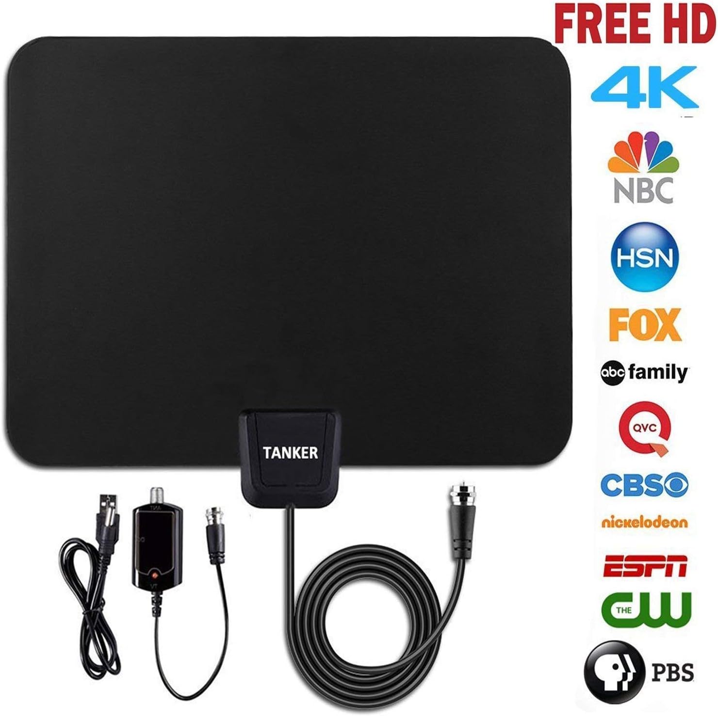 TV Antenna hd,50 Mile Range Amplified Digital Antenna with Amplifier Signal Booster and 10ft Coaxial Cable,HDTV Antenna Support All Digital-Ready and FHD Televisions