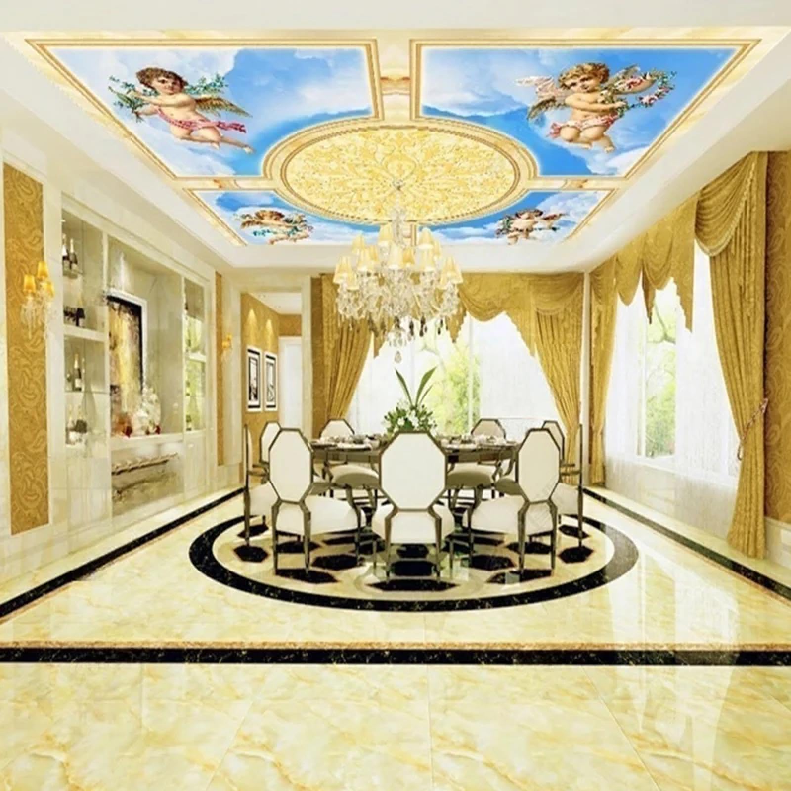 Papier peint mural 3D pour plafond décoration salon chambre ciel nuage