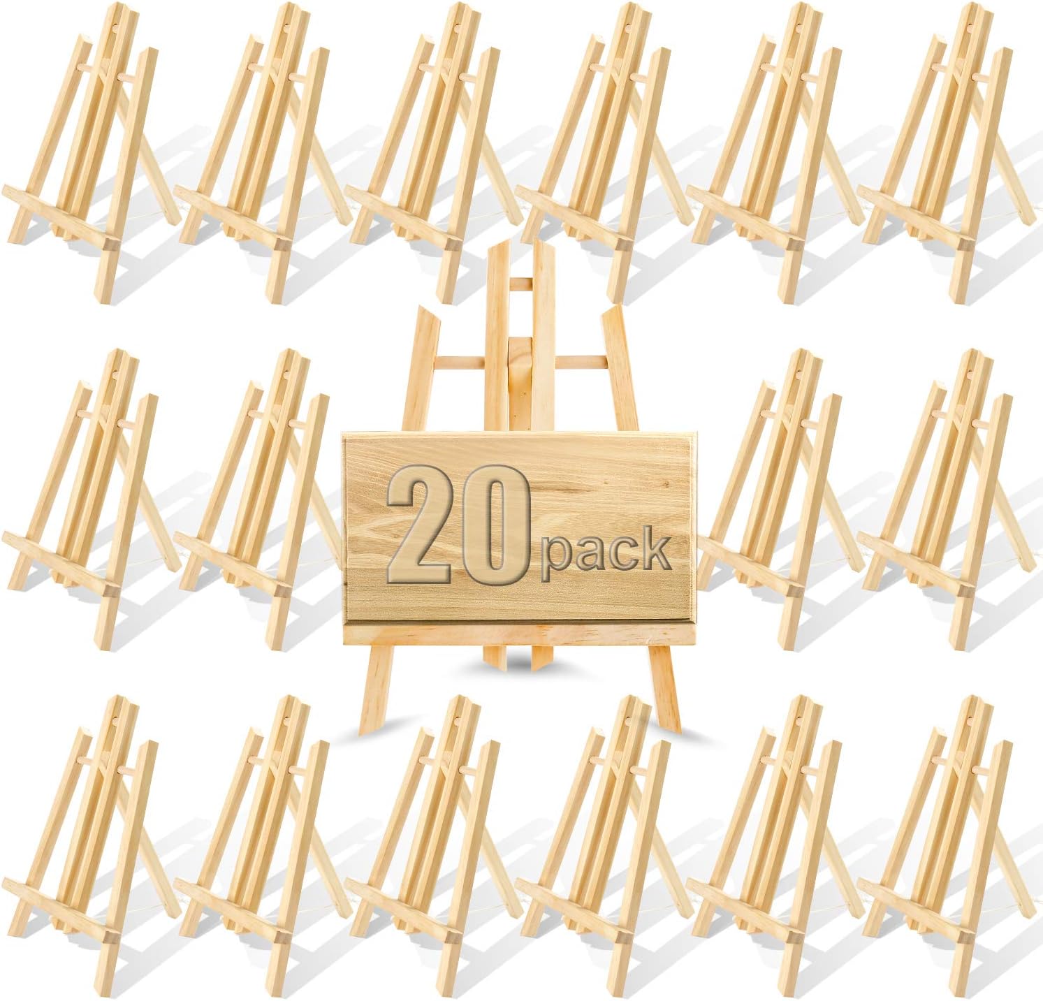 Wood Easels, Easel Stand for Painting Canvases, Art, and Crafts. (11.8 inch, 20 Pack), Tripod, Painting Party Easel, Kids Student Table School Desktop, Portable Canvas Photo Picture Sign Holder.