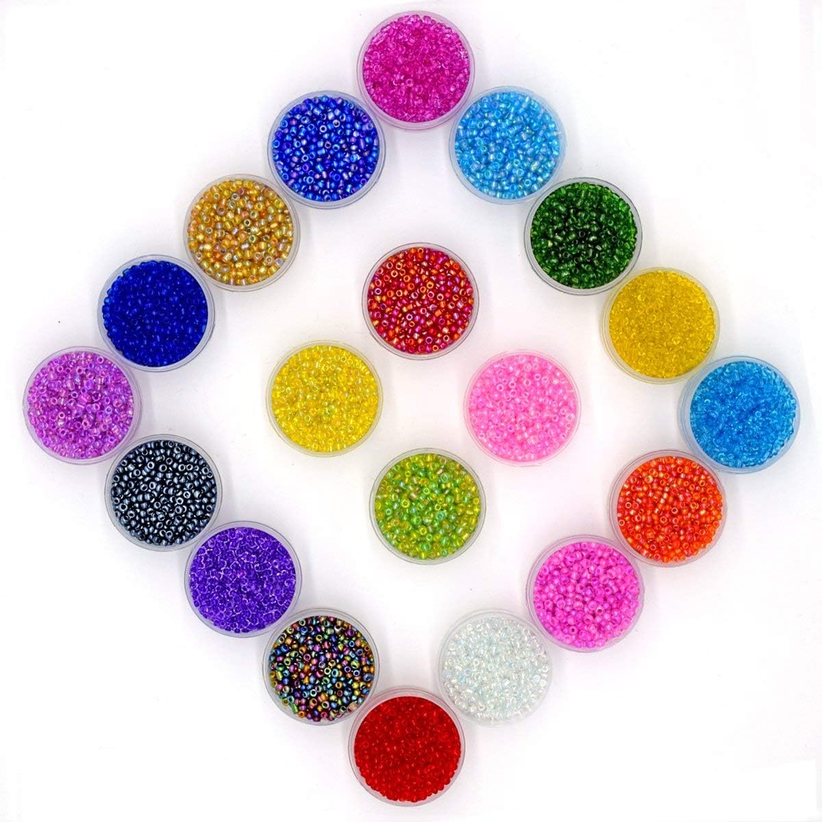 2mm Multicolor Beading Glass Seed Beads,Round Glass Seed Beads About 16000pcs 20 Colors with 0.6mm Round 10 Meters Long DIY Beads Line.