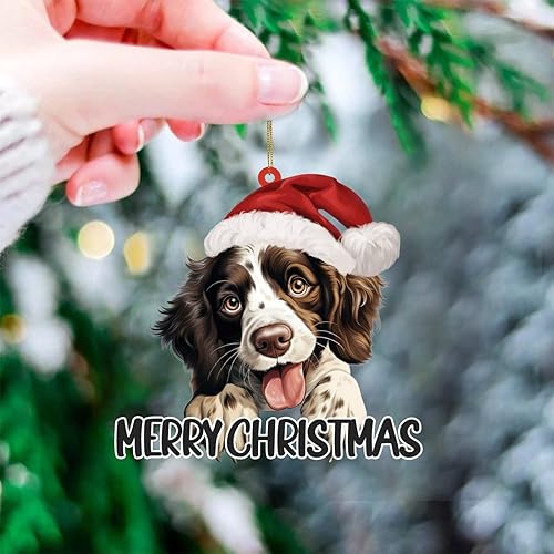 Miniatura 10 de Chow Chow - Adornos para perro, hijo o hija, árbol de Navidad, regalos colgantes para perro en sombrero de Papá Noel, adorno 2D, recuerdo para árbol