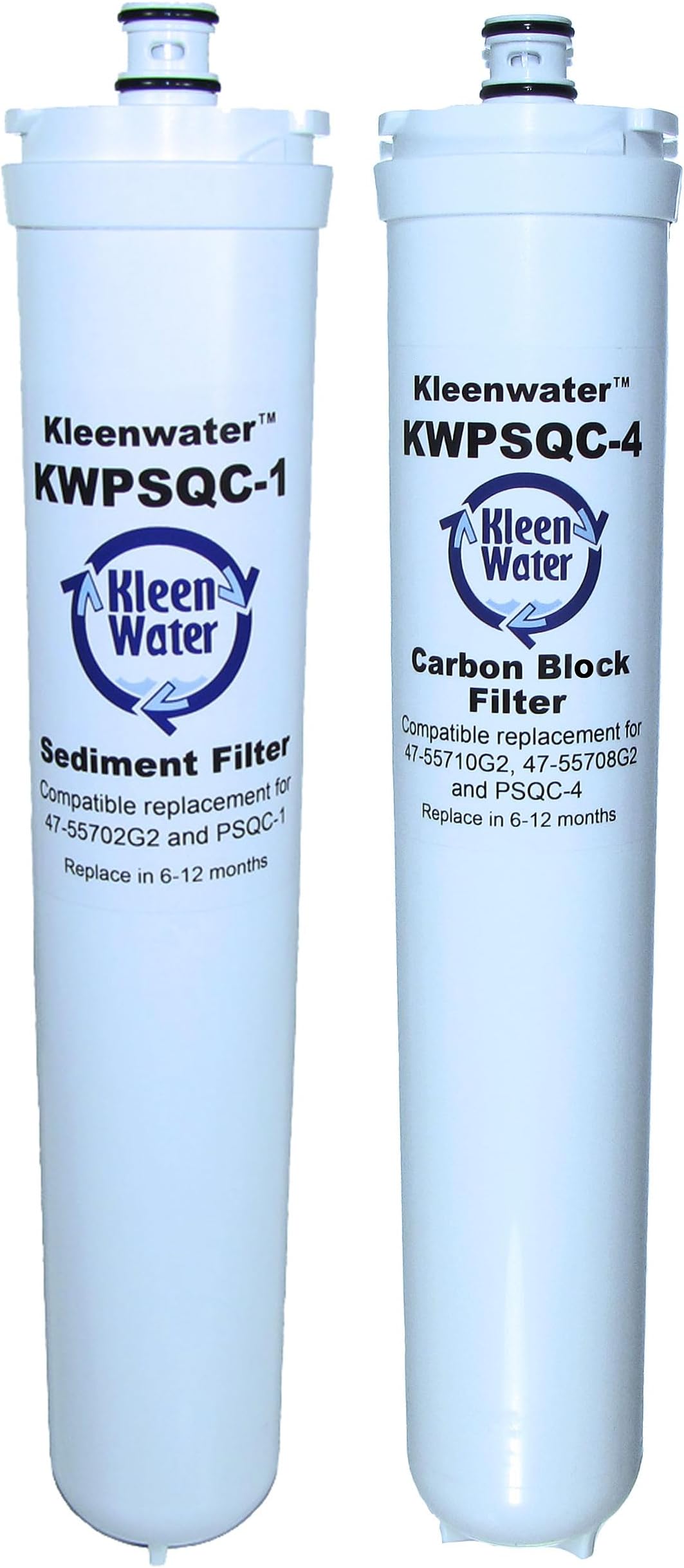 KleenWater Replacement Filters for Water Factory 47-55712G2 & 47-55708G2 and Cooler Mate FM-2 CTO & CM-2 CTO, Made in USA, 2 Pack