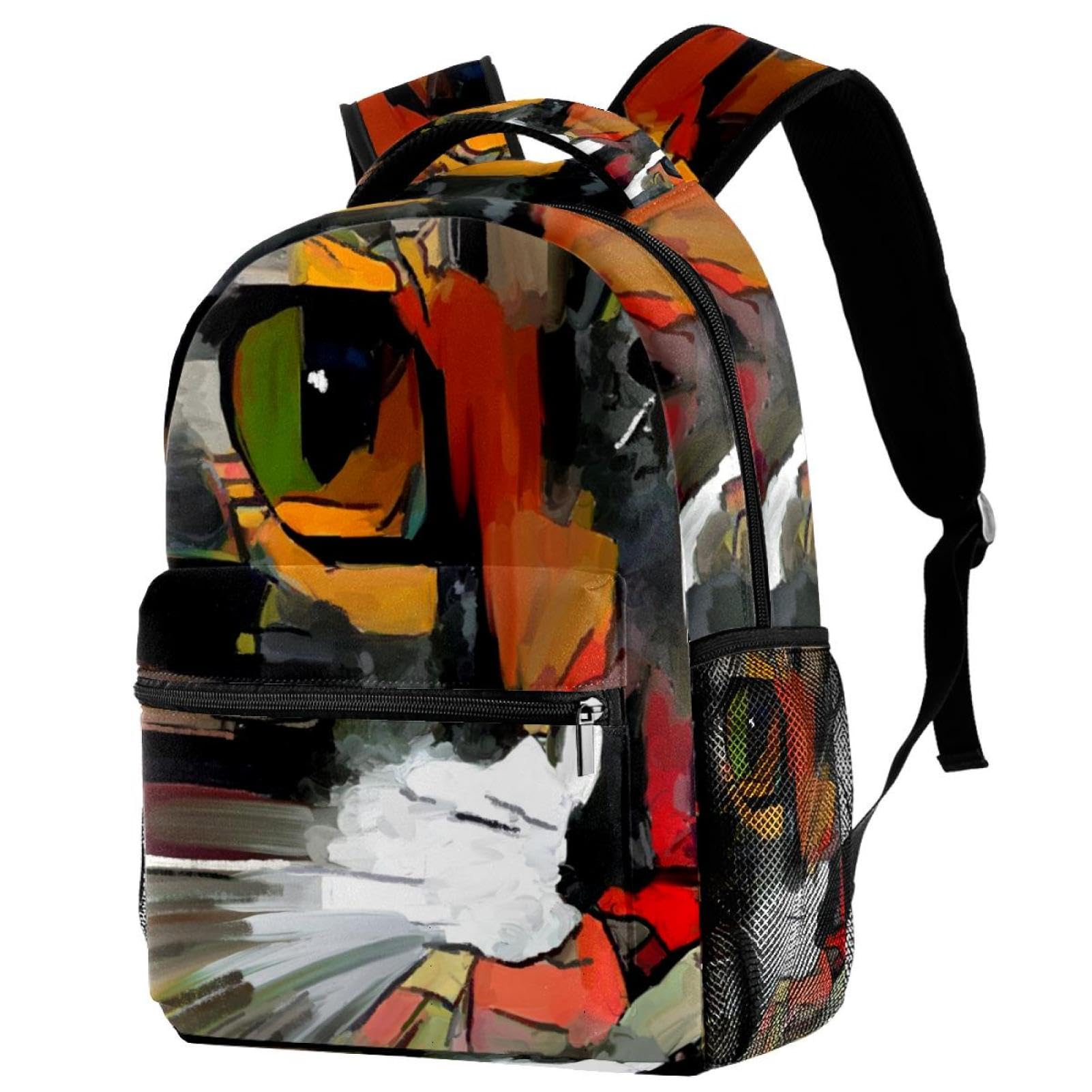 Sac à dos chat multicolore 40cm pour collège et voyage décontracté - 7