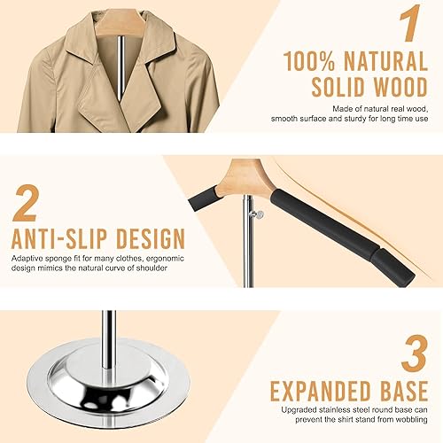 Miniatura 4 de Fumingpal Soporte de exhibición de camisas ajustable de altura de 20 a 35 pulgadas, soporte de exhibición de camisetas para vendedores, estante de