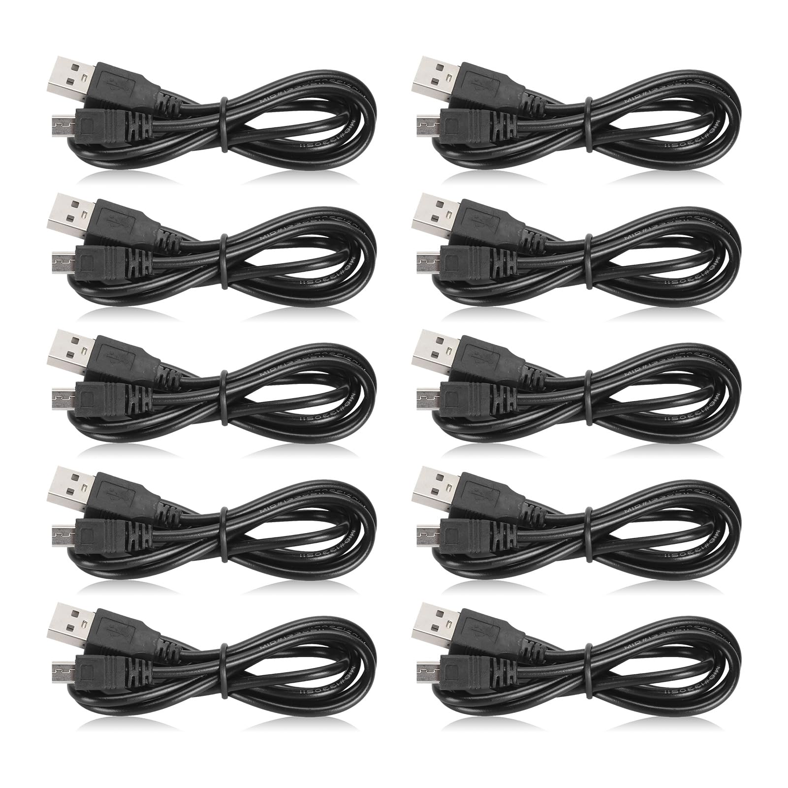 Lot de 10 Câbles de Chargement pour Manette Taux de Transfert Haute Vitesse de 480 Mbps, 1 M de Long pour Slim, PS Move, Téléphones, Appareils Photo, TI 84 Plus CE