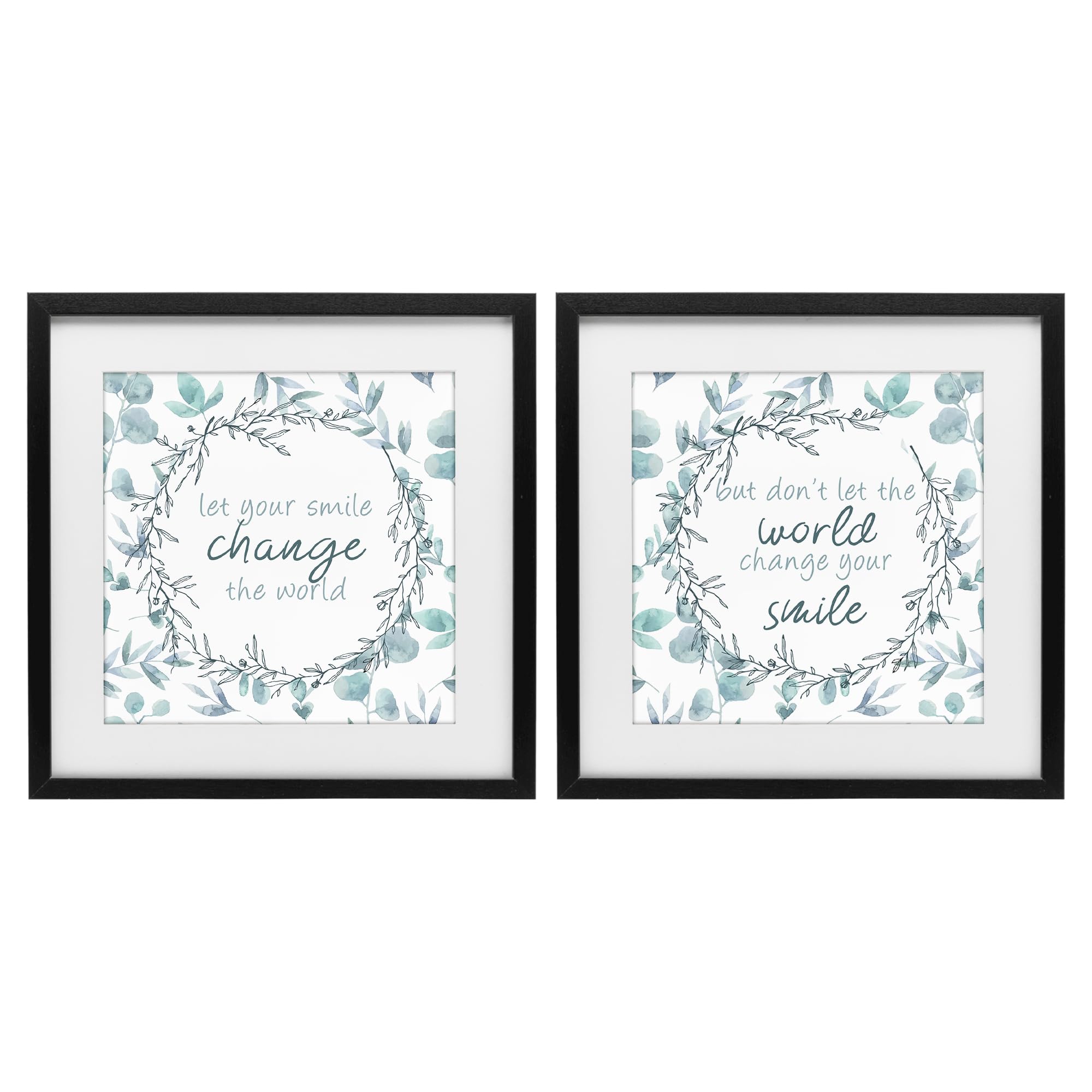 Stupell Industries Floral Smile Quote Inspirational Floral Quote, 16 X 16 Inch Framed Print Under Glass Set