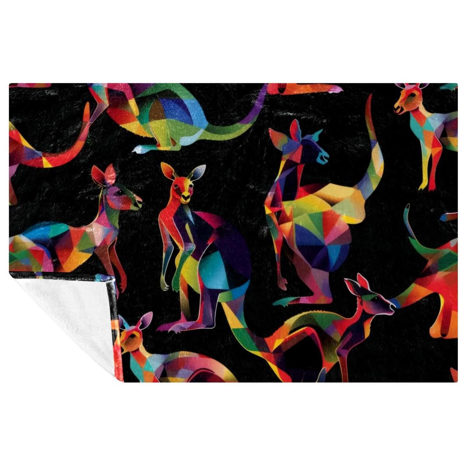 Couverture kangourou australien multicolore douce chaude 150x100cm pour lit
