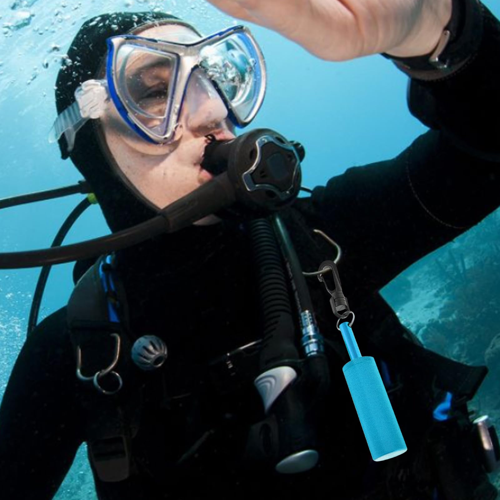 difas Scuba Rattle Stick, Aluminum Alloy Diving Rattle, 360° Diving Pointer with Clip, Scuba Diving Underwater Shaker, Lightweight Noise Maker Signal Bell, Diving Safety Gear for Underwater