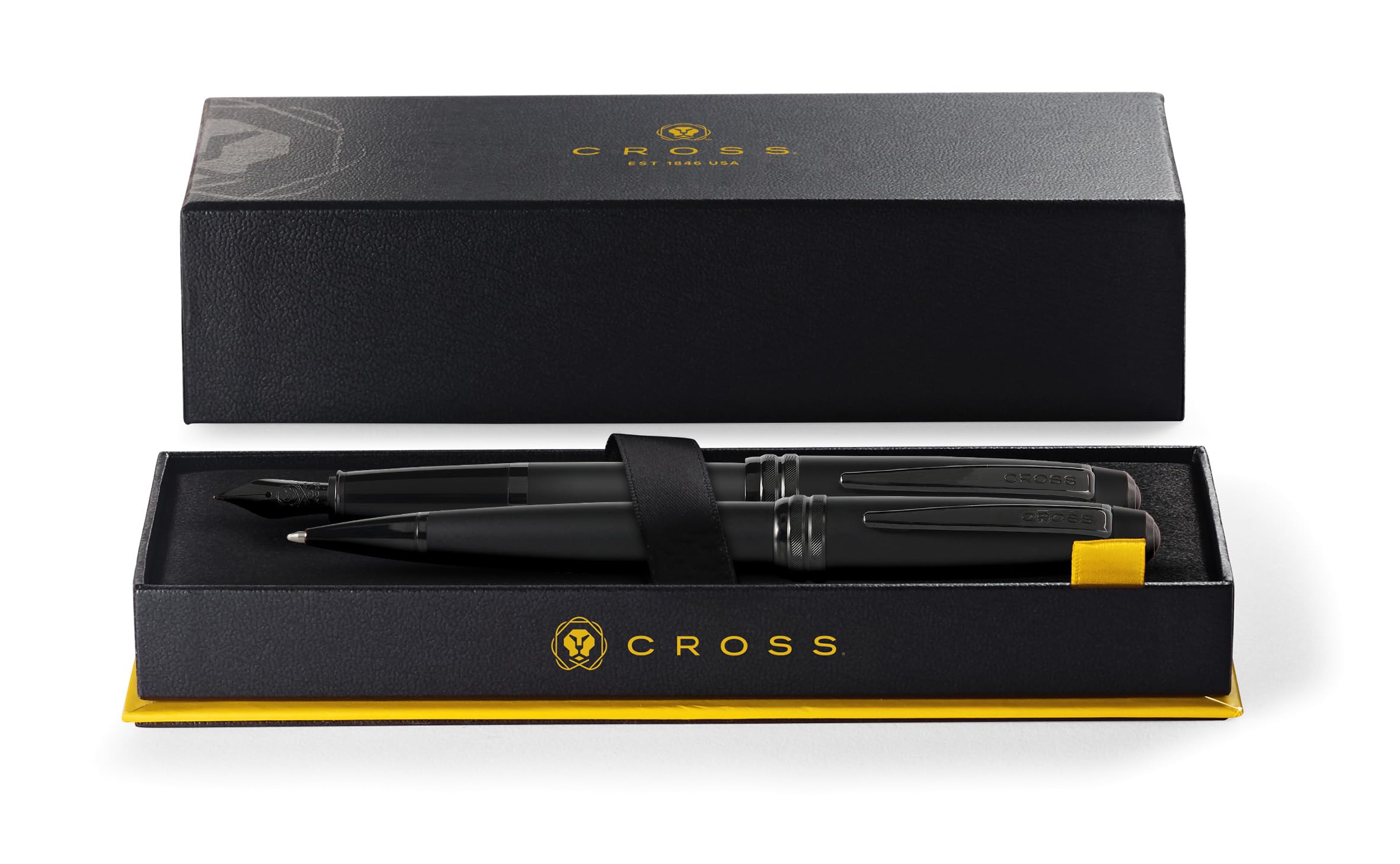 Cross Bailey Coffret cadeau stylo à bille et stylo-plume, calibre de trait ou de plume M, couleur d'écriture : noir mat