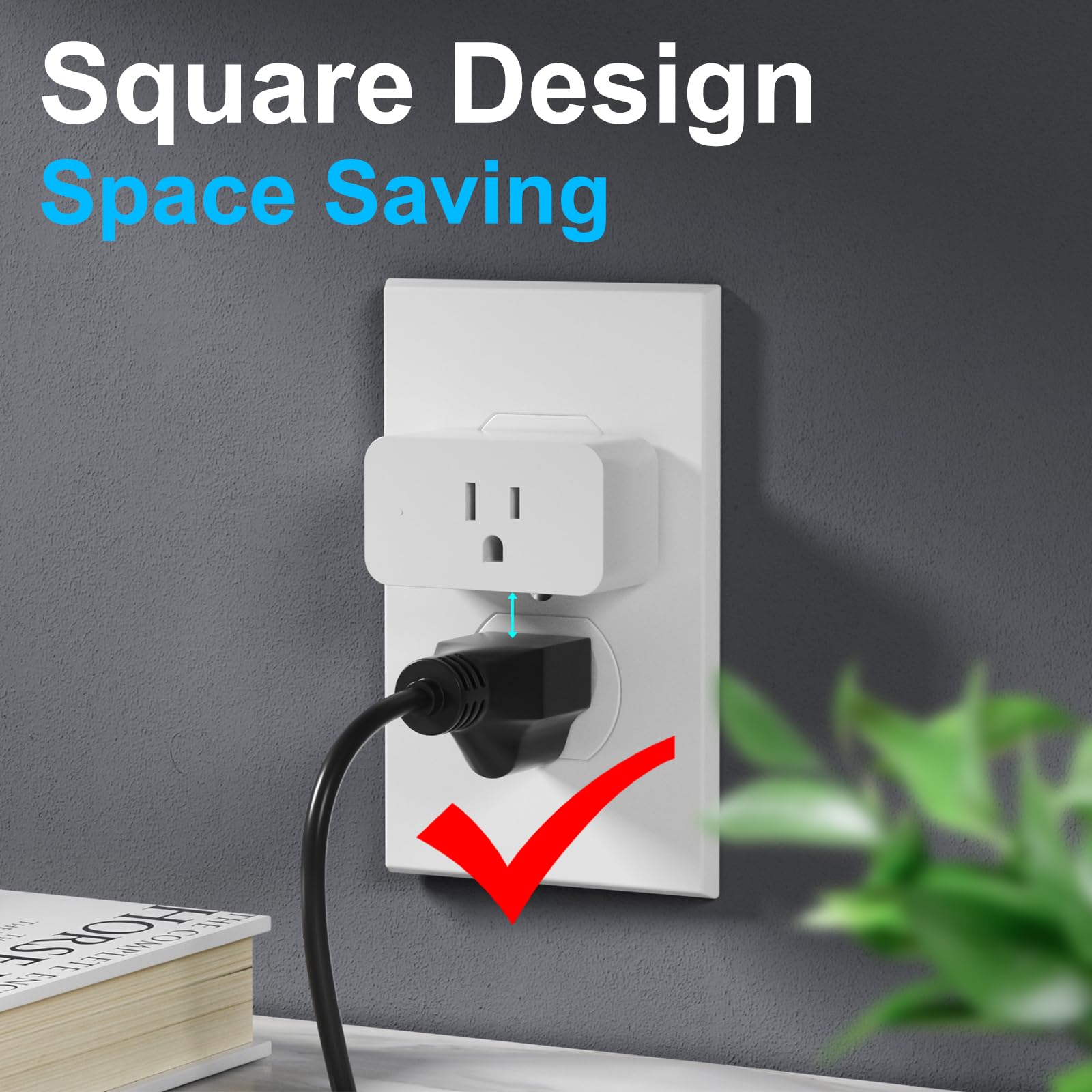 2 Pack Smart Plugs WiFi Outlets Compatible with Alexa Google Assistant 15A 1800W Max Smart Socket with Timer — view 8