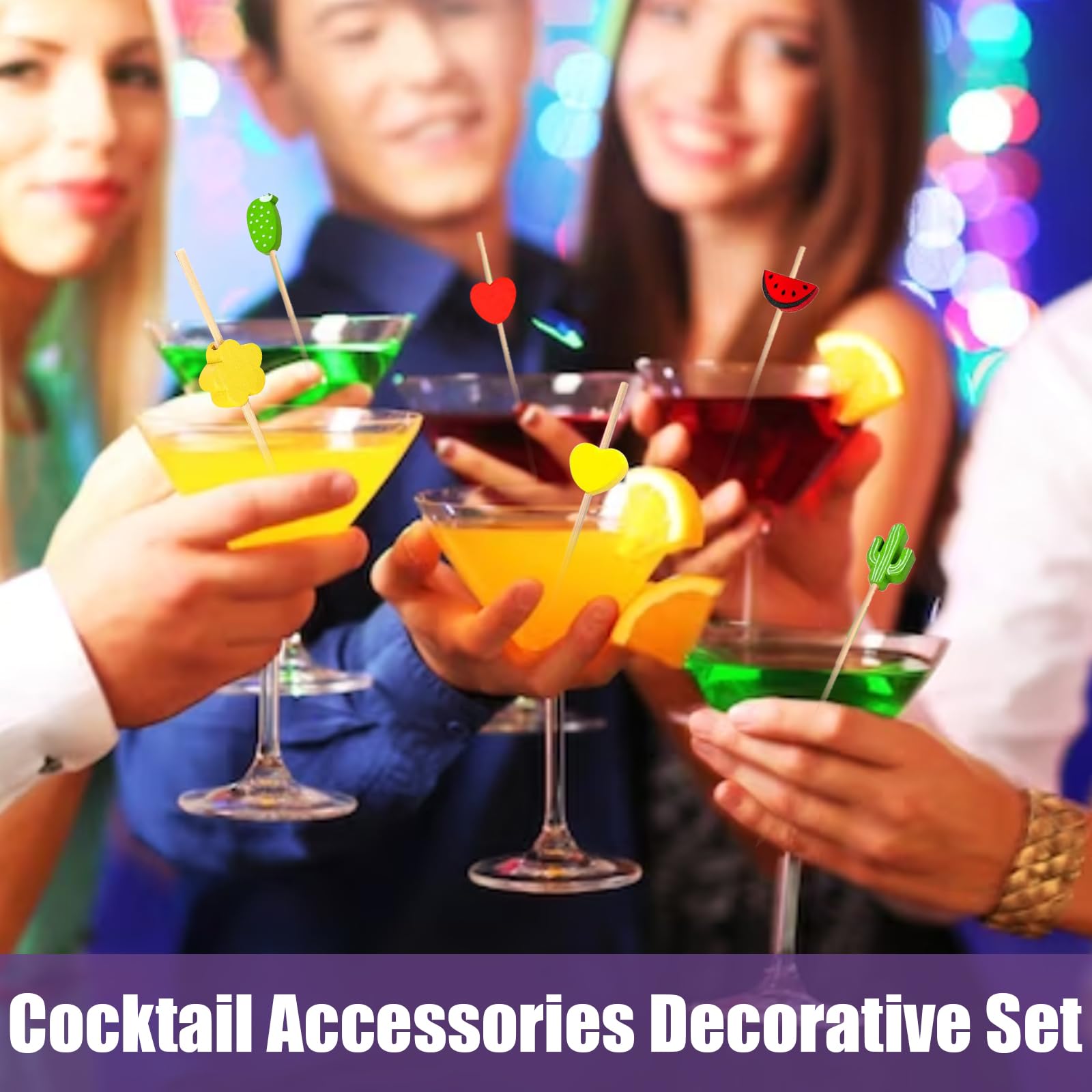 300 Stecchini Cocktail Colorati - 12 Cm Con Forme Frutta, Cuori, Fiori | Per Party, Aperitivi, Decorazioni - Foto 5