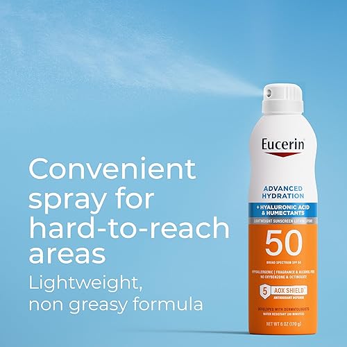 Miniatura 4 de Eucerin Advanced Hydration SPF 50 Sunscreen Spray, Lightweight Spray Sunscreen with Hyaluronic Acid and Humectants, Hypoallergenic, Fragrance and