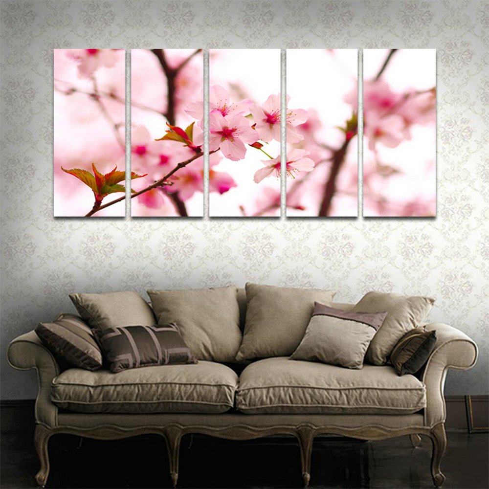 Amazon.co.jp: CyiohArt - 5パネル アートパネル 「美しい桜」 壁掛け