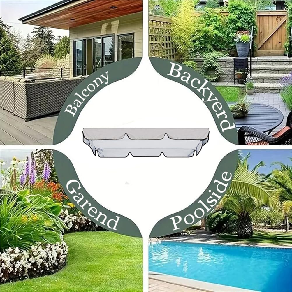 Telo di copertura impermeabile in poliestere per altalena da giardino a 3 posti, ricambio per altalena Hollywood, dimensioni 249 x 185 x 18 cm