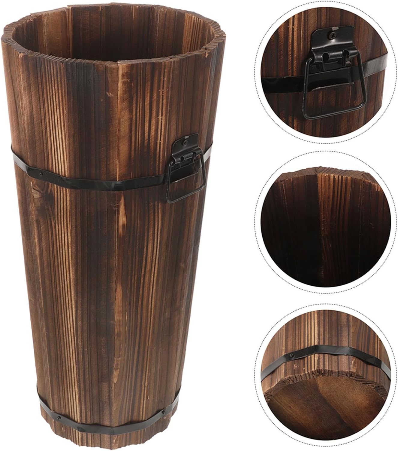 Sturdy Wood Umbrella Stand Multi-Compartment Design and Compact Footprint for Hallway