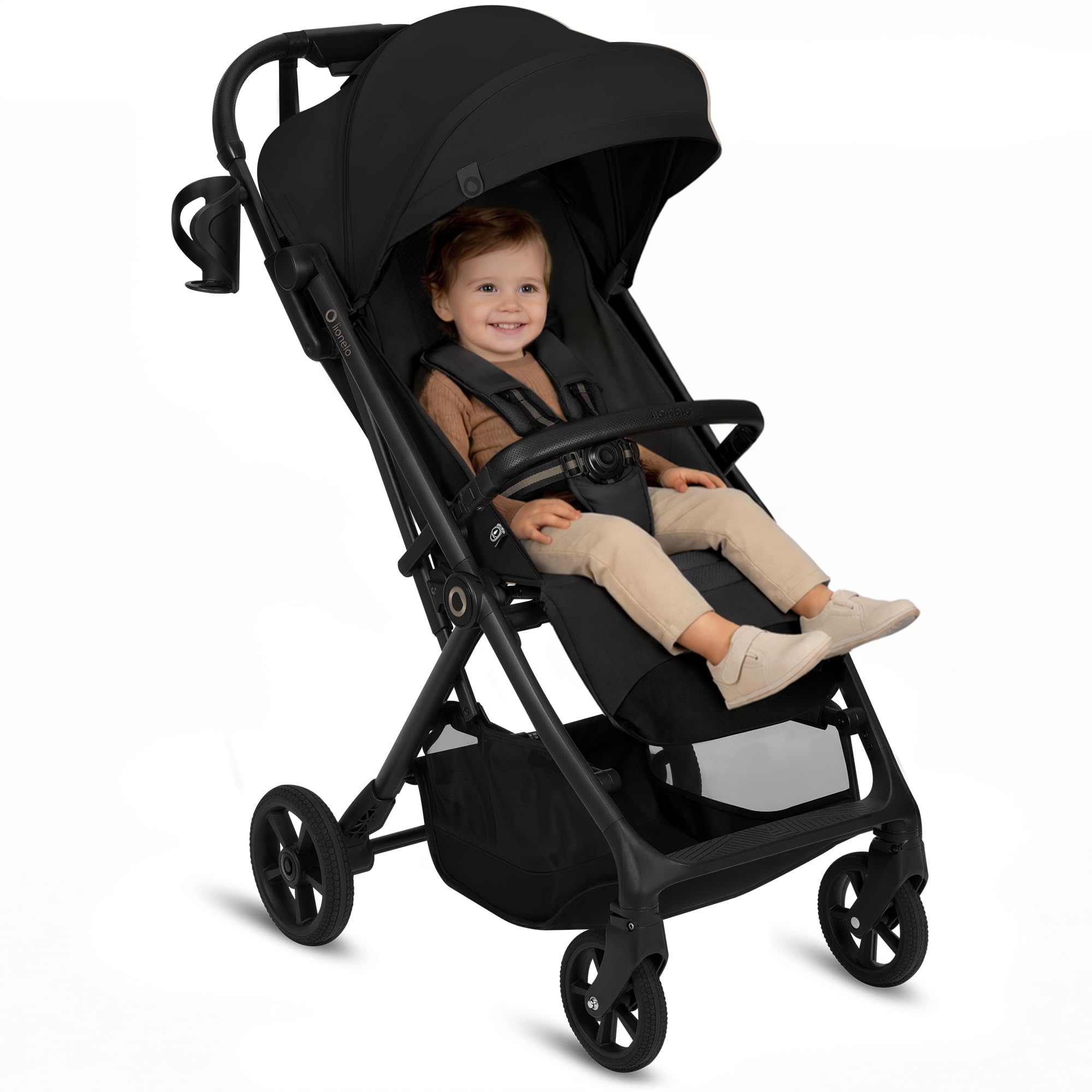 Lionelo TANSI Passeggino Leggero Compatto fino a 22 kg Pieghevole con Chiusura Automatica a una Mano, Ruote GravelTech Ammortizzate, Schienale Reclinabile, Cappottina Ventilata, Dri Seat Traspirante