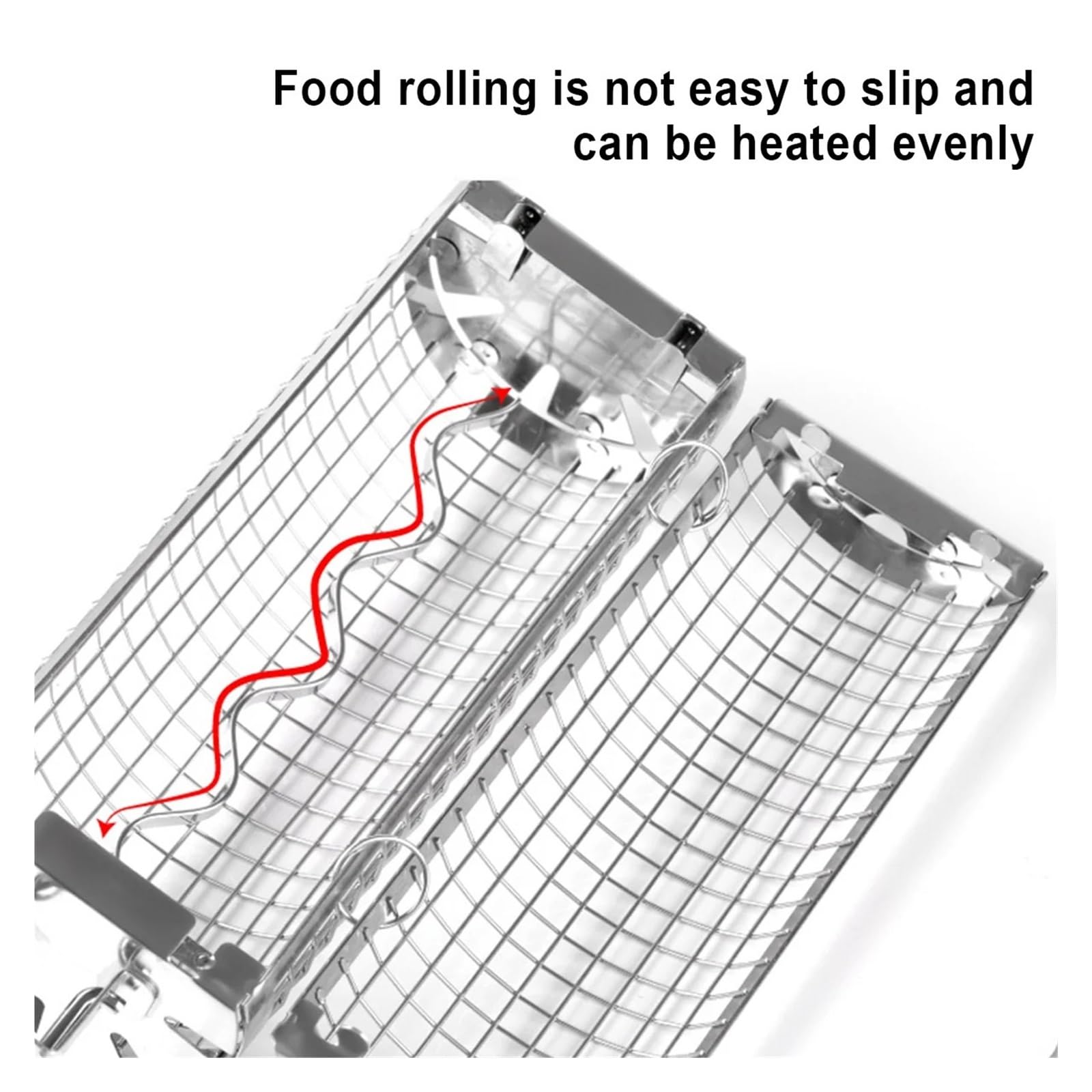 Griglia portatile in acciaio inox per pesce, gamberetti, verdure e patatine fritte, accessorio per barbecue da 50,5 x 9,8 cm, perfetto per grigliate all'aperto e barbecue
