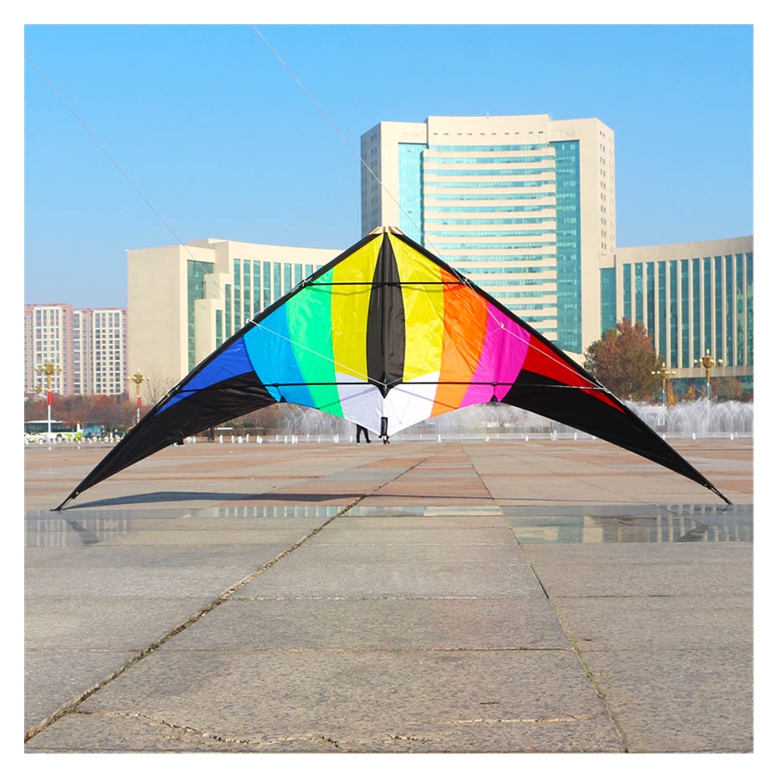 FACAITZQ Cometa de 2,2 m, Cometa Grande de Arco Iris, línea Doble, Cometas acrobáticas, línea de Cometas para Exteriores, Juguetes Voladores (Color: Color Aleatorio)