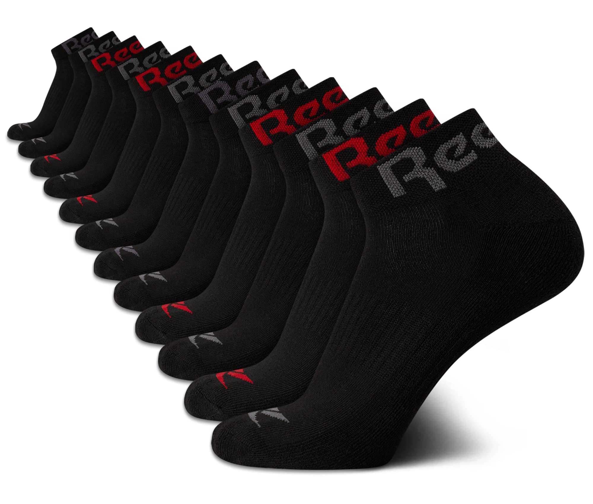 Reebok Męskie skarpety za kostkę - 12 par Performance Comfort Athletic Socks - Oddychające skarpety do kostki dla mężczyzn (6-12,5)