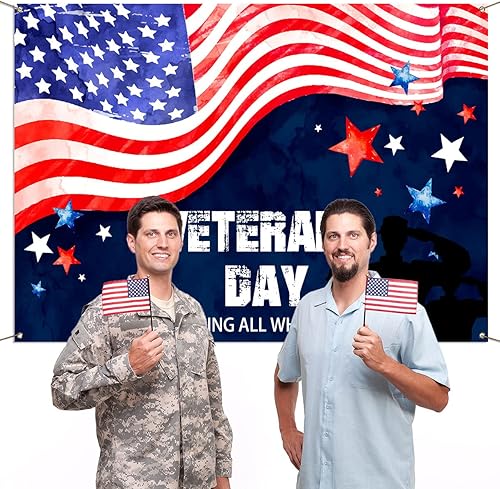 Miniatura 4 de Pancarta de fondo del día de los veteranos Honrando a todos los que sirvieron estadounidense, patriótico, fiesta, fotografía, decoración de fiesta