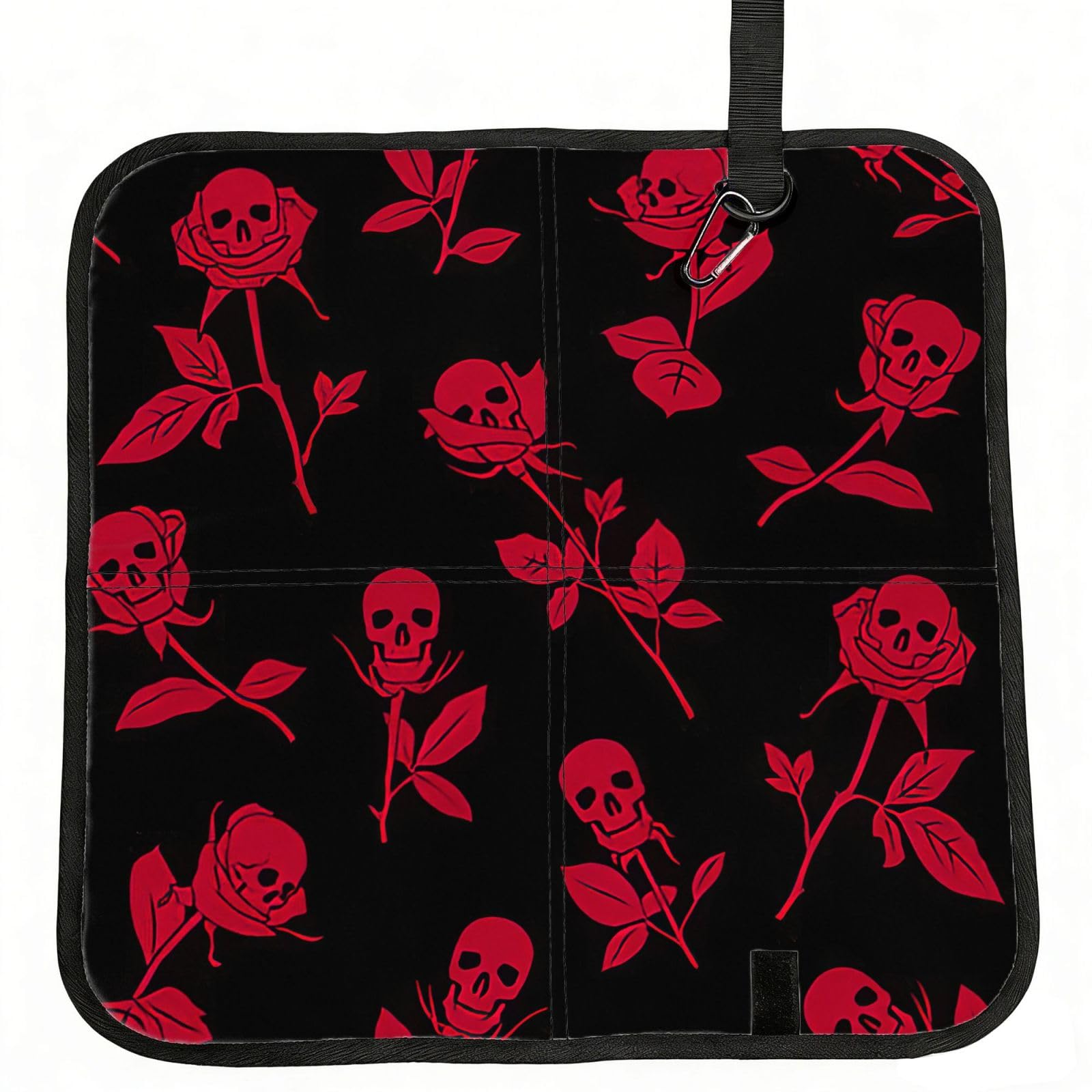 VCzsdff Skull Rose Print Portable Seat Cushion Folding Bleacher Pad Compact Picnic Sitting Mat Polyester 40cm