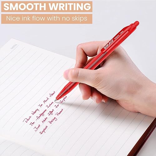 Miniatura 5 de Paquete de 60 bolígrafos rojos, punta fina, escritura suave, sin manchas, 0.028 in (tinta roja)