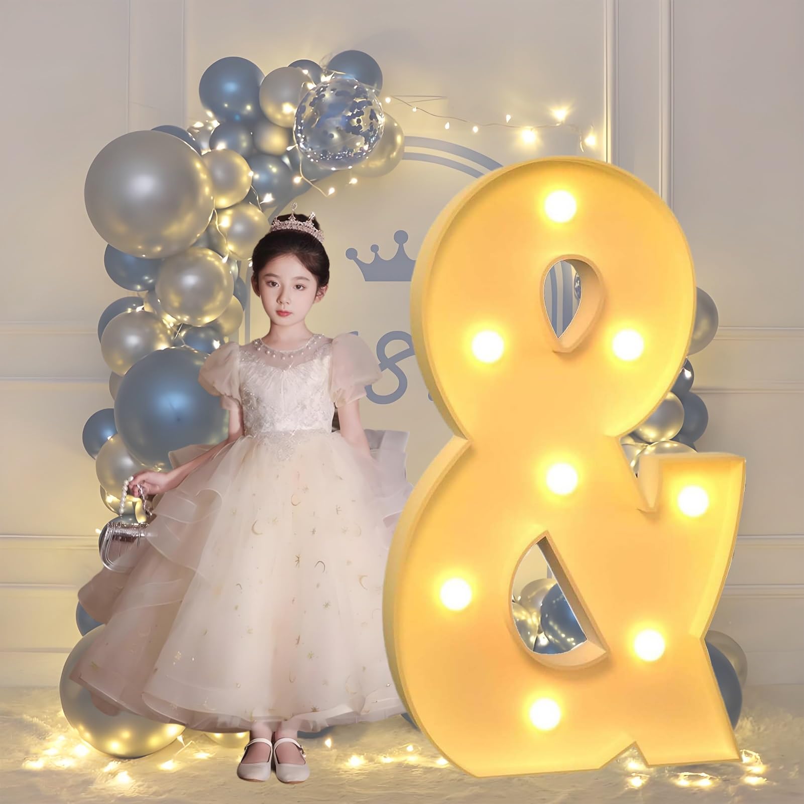 Grandes Lettres en Forme de Ballon en Mosaïque Lettres en Néon for Décorations d'anniversaire, de Mariage Et de Fête de Fiançailles(+,100cm)