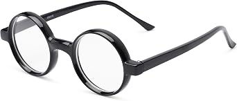 Readers Reading Glasses The Harry, Plastic Round Style for Men and Women - Black, +2.00