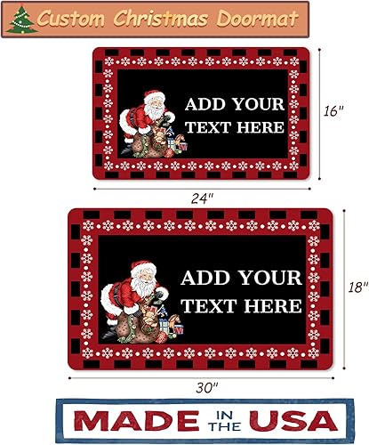 Miniatura 3 de Magimagine Tapete de Navidad personalizado de bienvenida al aire libre  Tapete de Navidad personalizado para puerta delantera con nombre de la