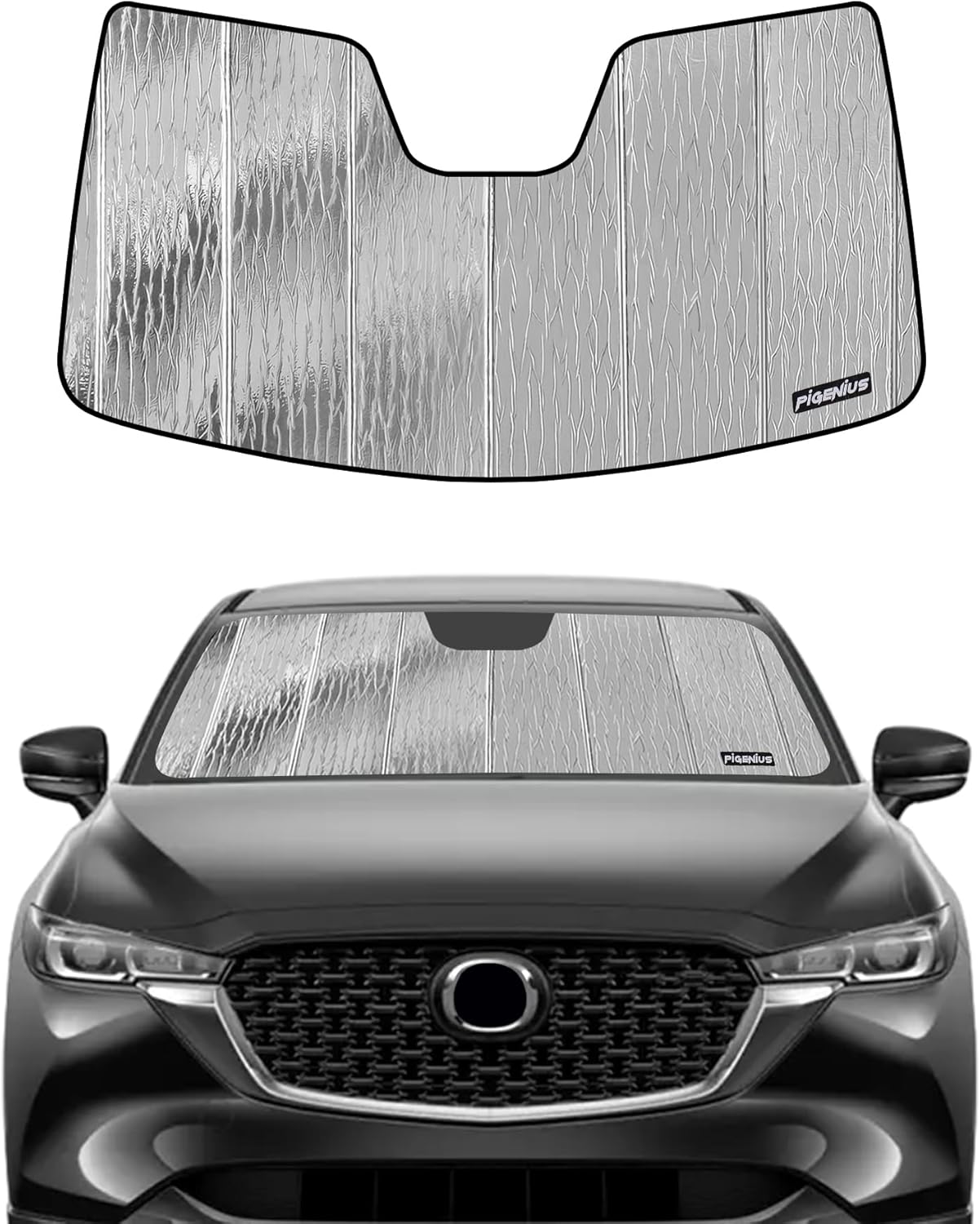 Windshield Shade for Mazda CX-5 2017-2025, Custom Front Window Sunshade - AstraGuard Silver(AstraGuard) 2017-2025 CX-5