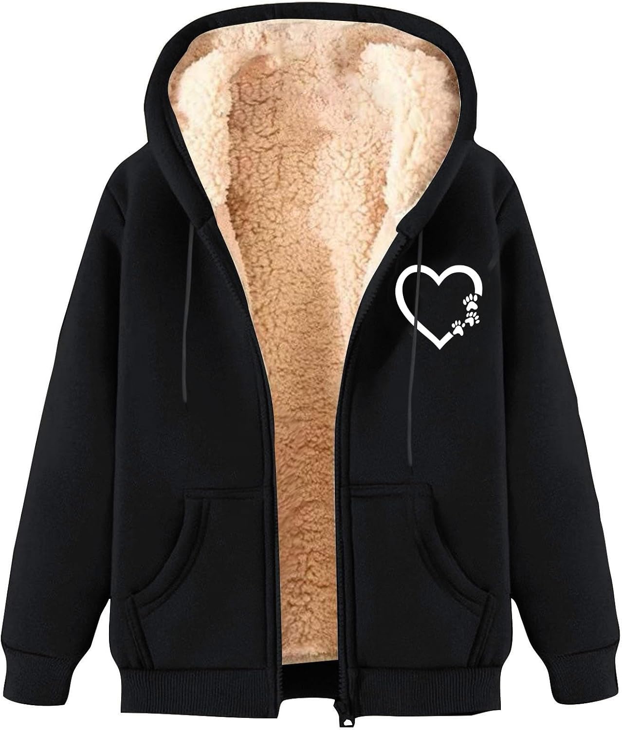 Plus Size Women’s Sherpa Lined Zip-Up Hoodies with Long Sleeves – Casual, Soft, Cute, and Warm Winter Coats