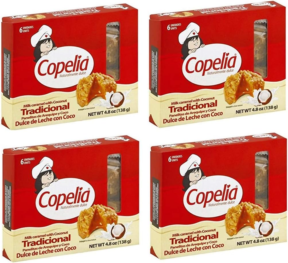 COPELIA Panelita de Arequipe y Coco/Milk caramel with Coconut x 6 (138 gr.) (Pack of 4)