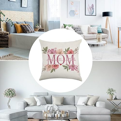 Miniatura 4 de Custom Pillow with Name,Printed in USA,18"x18" Personalized Linen Pillow Cover for Mom, Custom Gifts for Mother's Day (Style-1)