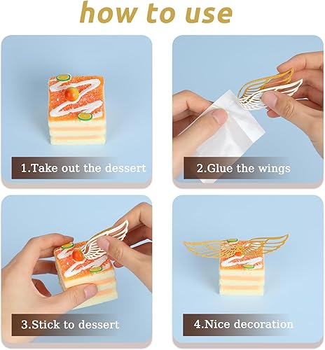 Miniatura 4 de 50 piezas de decoración de chocolate para fiesta de mago, alas doradas de Snitch decoración de chocolate, alas de snitch con 50 puntos de pegamento,