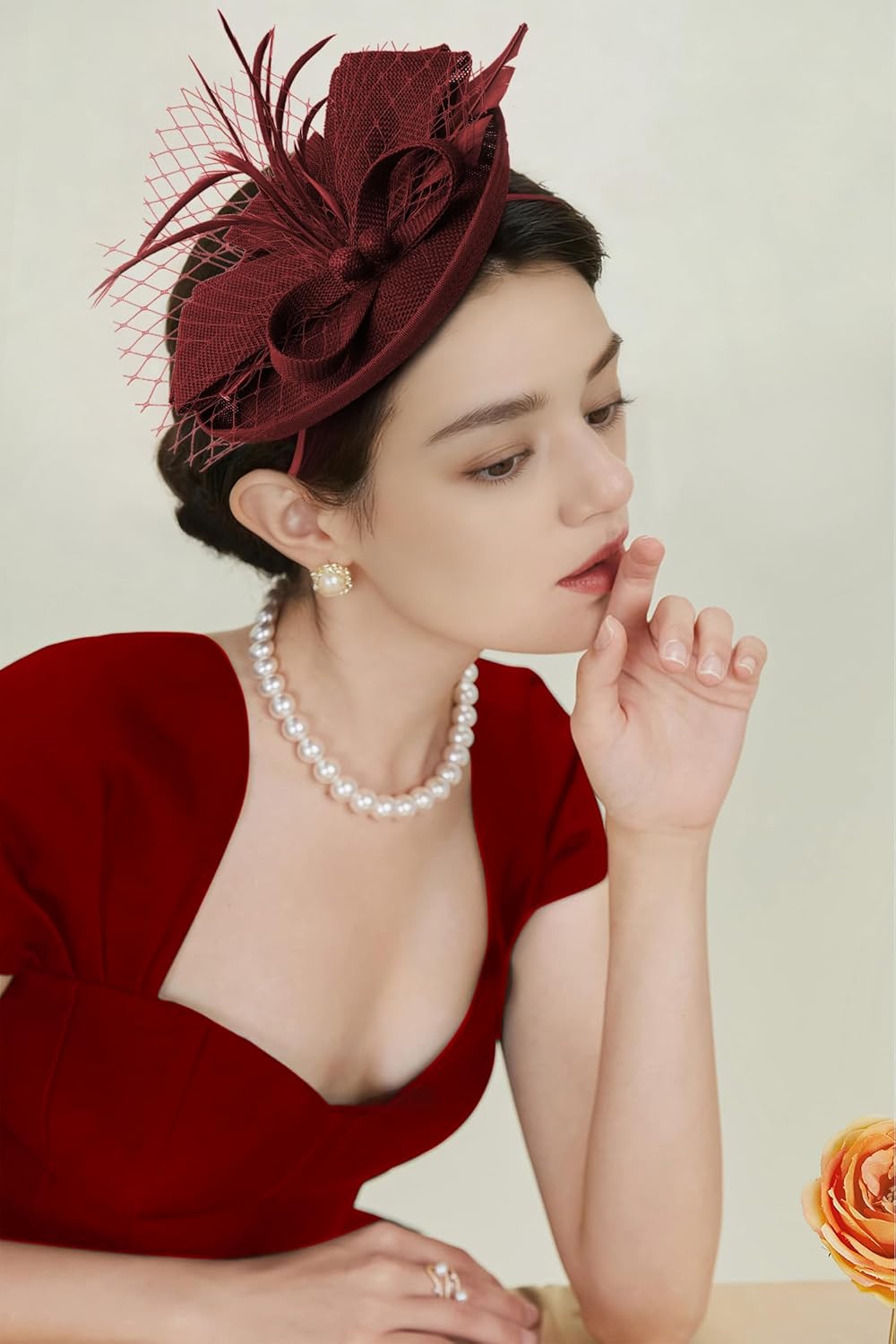 BABEYOND Fascinators Hats for Women - Tea Party 2025 Kentucky Fascinator Pillbox Derby Hat Sinamay Headband with Hair Clip - Image 5