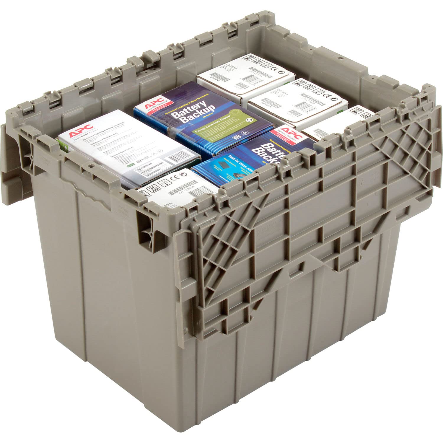 Monoflo Distribuzione Contenitore con Coperchio a Cerniera, 21 – 7/8 x 15 – 1/4 x 17 – 1/4, Grigio