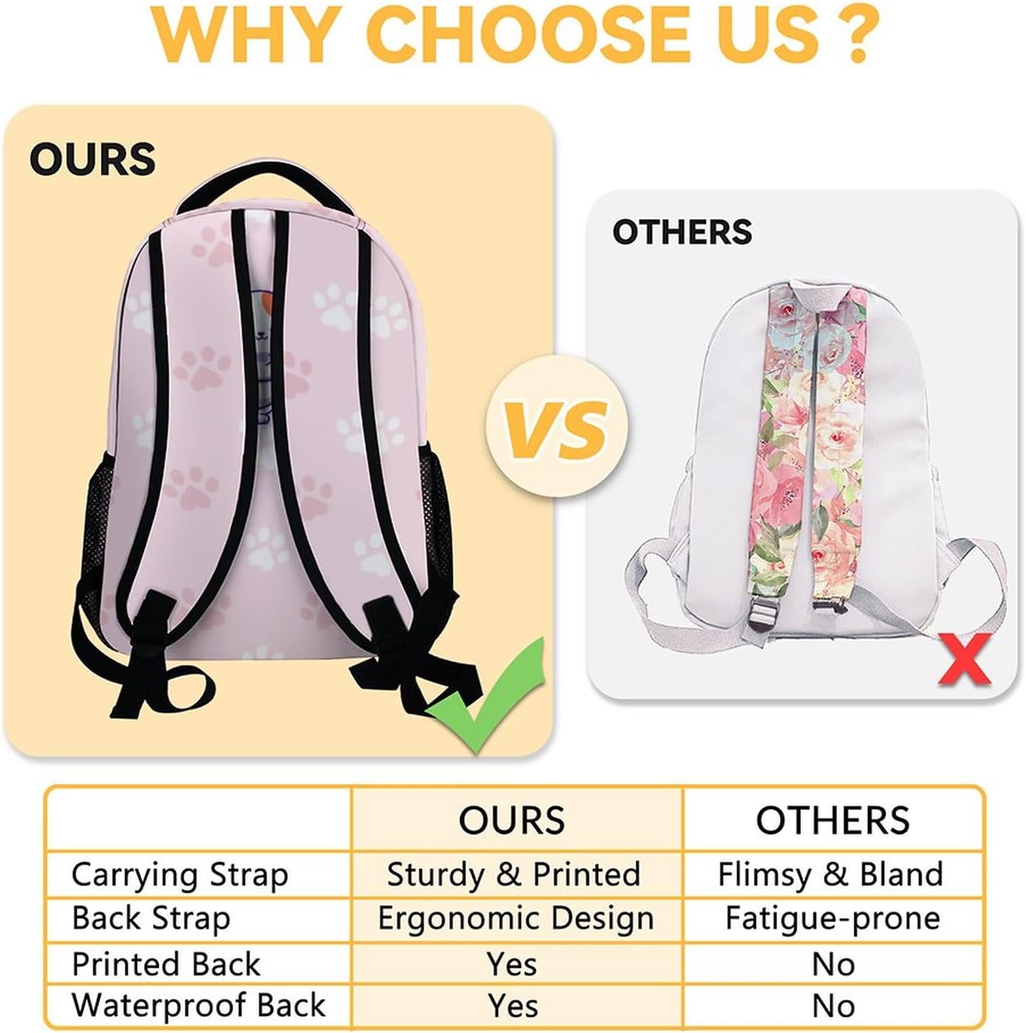 Custom Cat Backpack for Girls Boys, 16 Inch Pink Backpacks for School, Cute Lightweight Durable Bookbag for Kids