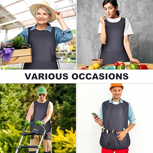 Miniatura 7 de TFTAFAN Delantal Cobbler Unisex Impermeable Delantal con 2 Bolsillos Profundos Art Smock para Pintar Limpieza Artiest Delantal Trabajo Cocina