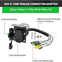 Vista 7 de MECMO Multi-Tow kit de conector adaptador de cableado de remolque de 4 vías planas a 7 vías RV y 4 vías planas de extremo hembra, enchufe de luz